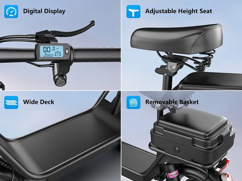 Patinete eléctrico para adultos, Motor de 500W (pico de 650W), Velocidad de 20mph, Alcance de 30 , Patinete eléctrico con asiento, de disco dobles, Patinete eléctrico para desplazamientos y viajes detalles 4