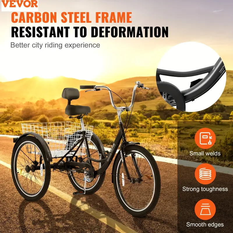   20 adult trike bicycle tricycles bike   wheel bike carbon steel details 4