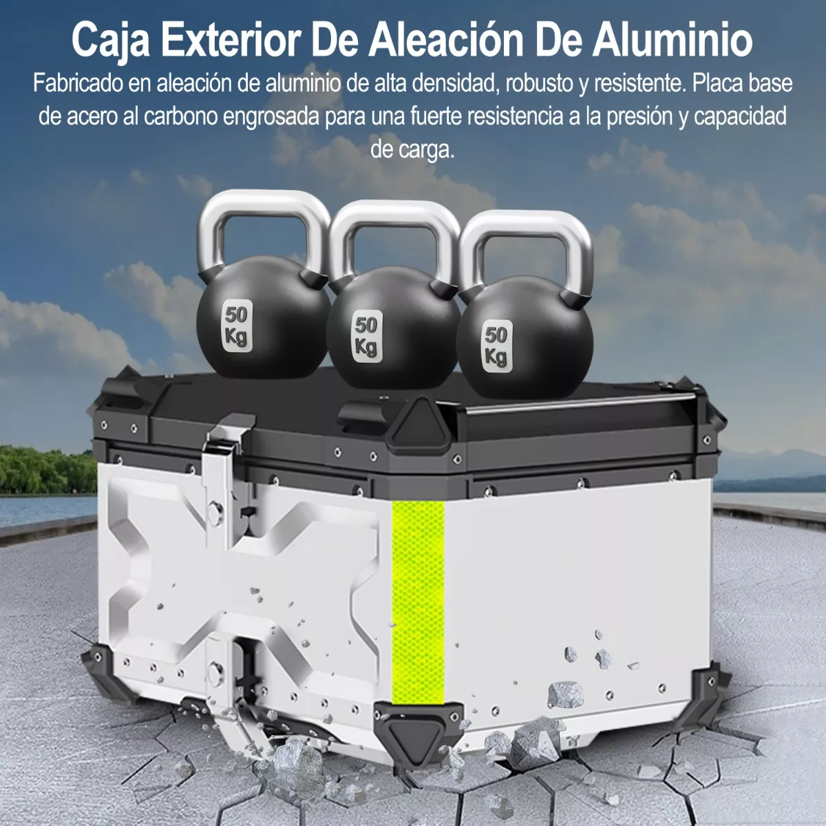 Caja Moto Top Case Aluminio Baul Con Respaldo Para 2 Cascos