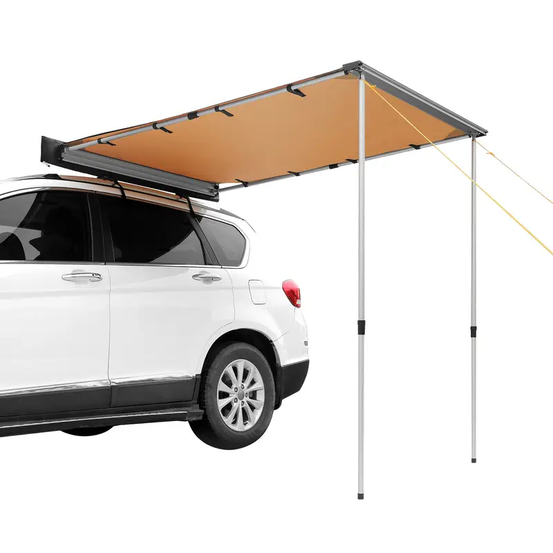   retractable vehicle side awning 6 6 x 8 2 uv50 protection adjustable height with waterproof storage bag for truck suv van campers details 0