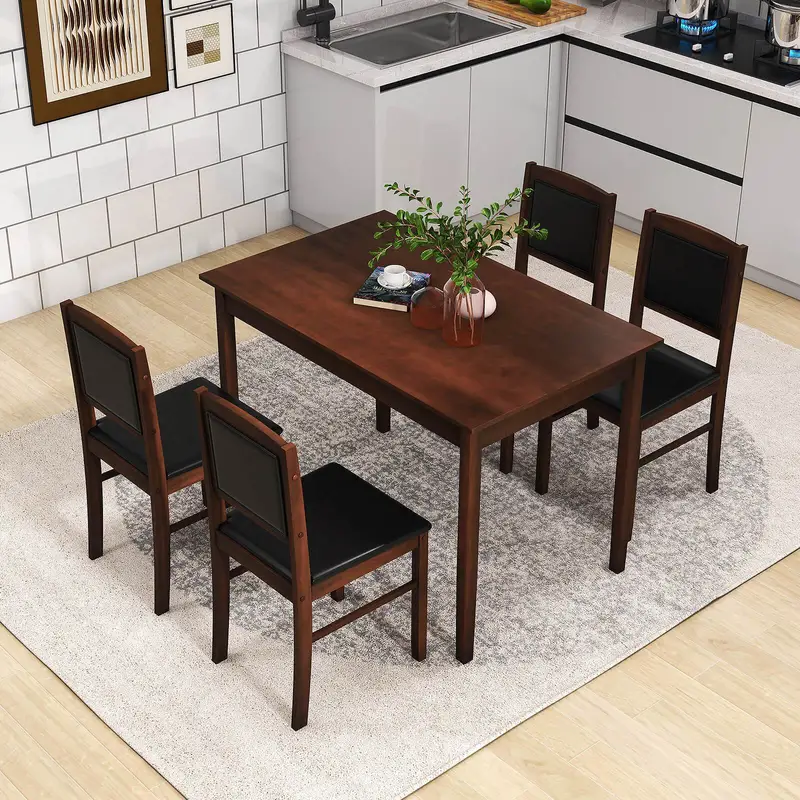   de mesa de     de 5     4   con   de   de  , asiento tapizado y   acolchado. detalles 1