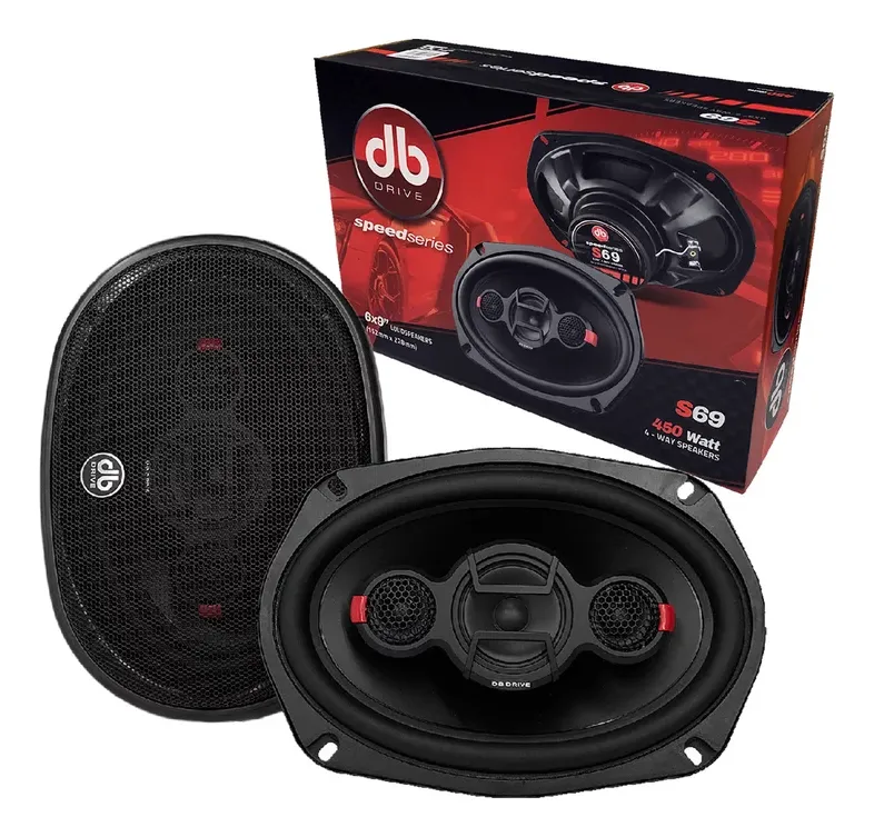 Par De Bocinas Para Automóvil Coaxiales DB Drive S69P Speed Series 6x9 Pulgadas 250 Watts RMS 600 Watts Máximo Impedancia 4 Ohms Color Negro