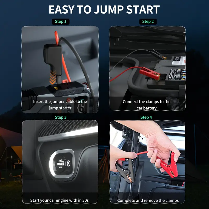 5000A Arrancador de   con Compresor de Aire, 5 en 1 Función Jump Box 150PSI Arrancador Batería Pack con Inflador Digital de Neumáticos, Cargador de Batería de Coche Portátil para 10  o 9.0L   Batería Cargador, Arrancador de Coche Portátil detalles 2