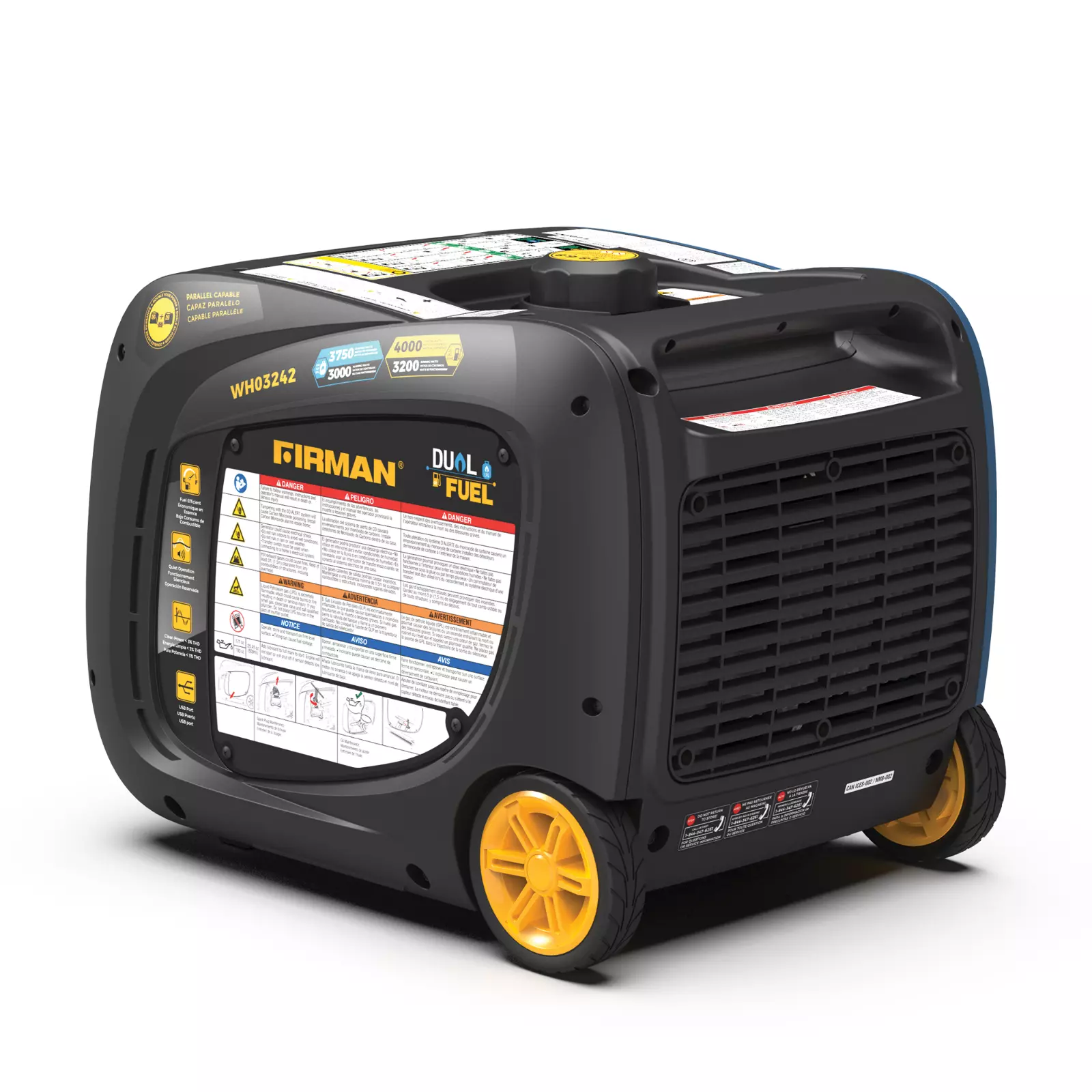 Generador inversor de combustible dual con arranque eléctrico FIRMAN WH03242F de 4000 W