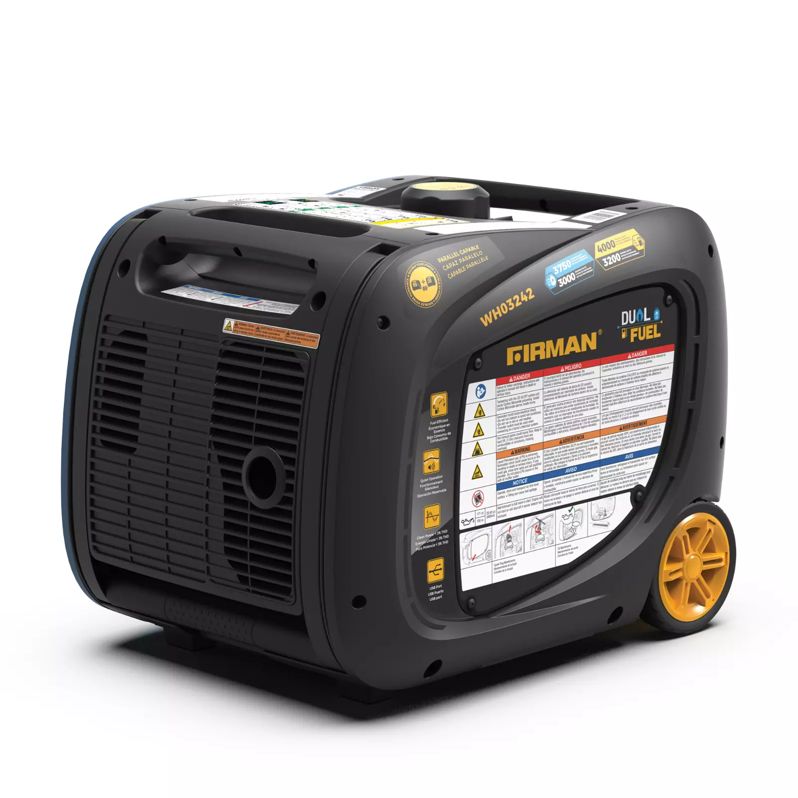 Generador inversor de combustible dual con arranque eléctrico FIRMAN WH03242F de 4000 W