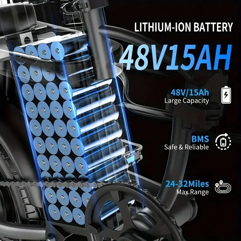 Bicicleta eléctrica para adultos, 48V 15AH, 20MPH 35 millas, bicicletas eléctricas para mujeres y hombres, motor sin escobillas de 500W, neumáticos ligeros de 14 pulgadas plegables, pantalla LCD inteligente detalles 2