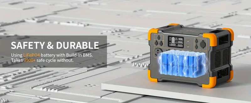 Estación de energía portátil 1920Wh/2000W con kit de carrito de de , 16 puertos de /6 tomacorrientes de CA de /2 de CC/PD 100W UBS-C rápida Batería BMS en , , , RV, de detalles 5