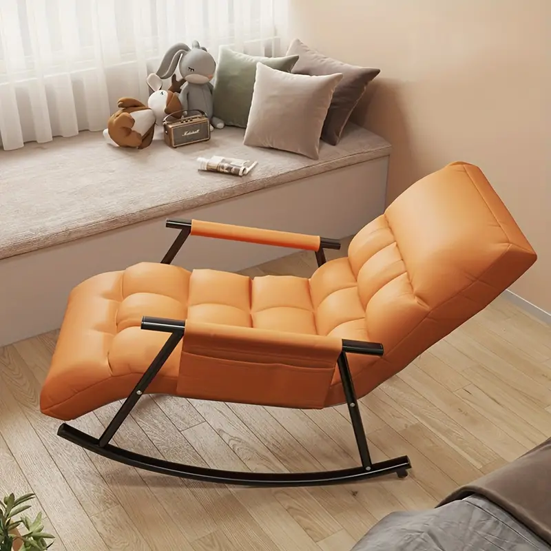 1pc Silla Mecedora Ajustable   -   para Relajación,   y Ocio   de Estar, Dormitorio o   - Construcción   de Poliéster/Metal detalles 1