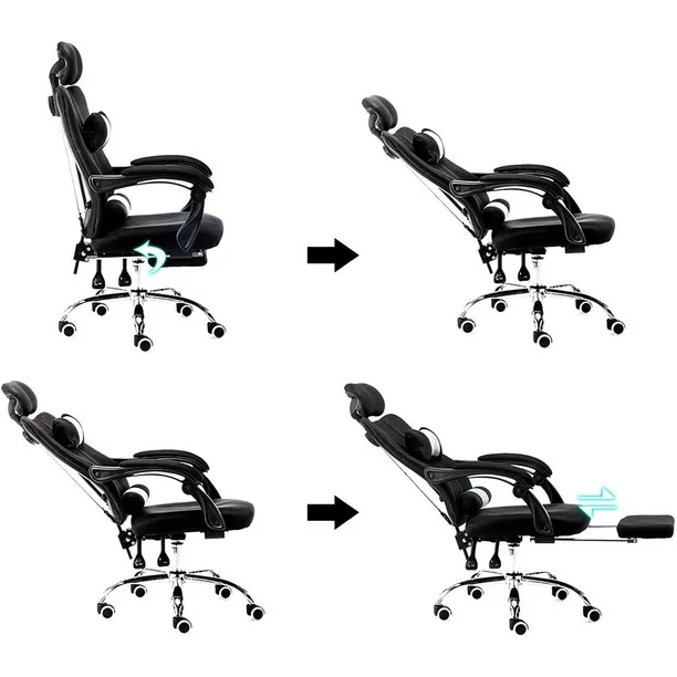 Silla Ejecutiva Ergonómica Con Altura Ajustable de Escritorio Sillón para Oficina con Reposacabezas Y Reposapies Incluye Cojín Lumbar Lumax Color Negro