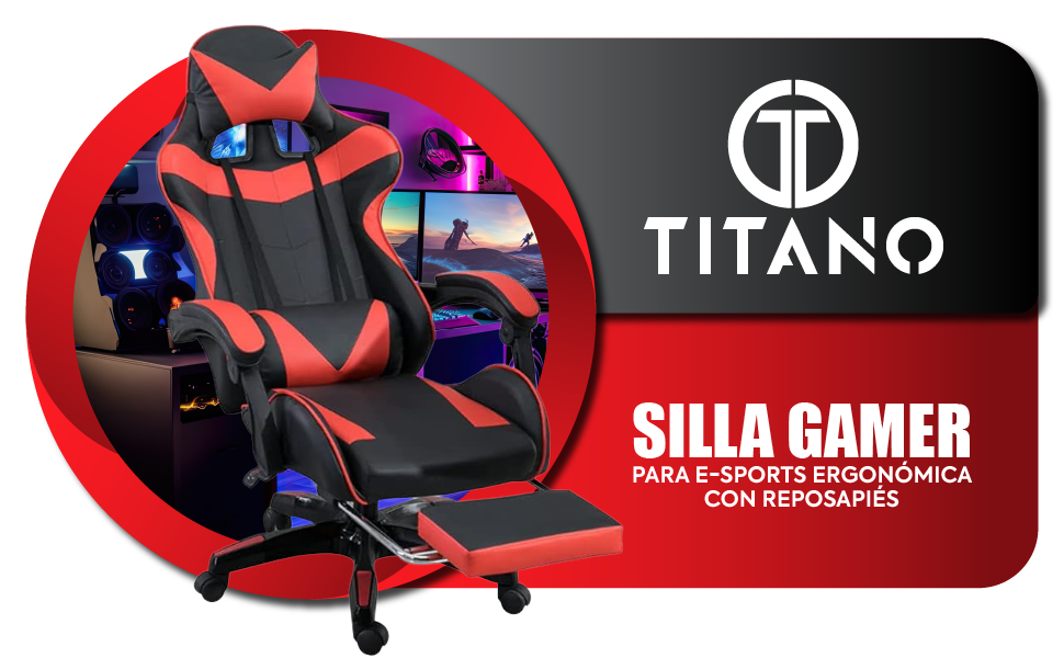TITANO Silla Gamer, Silla de Juegos de computadora con descansa pies