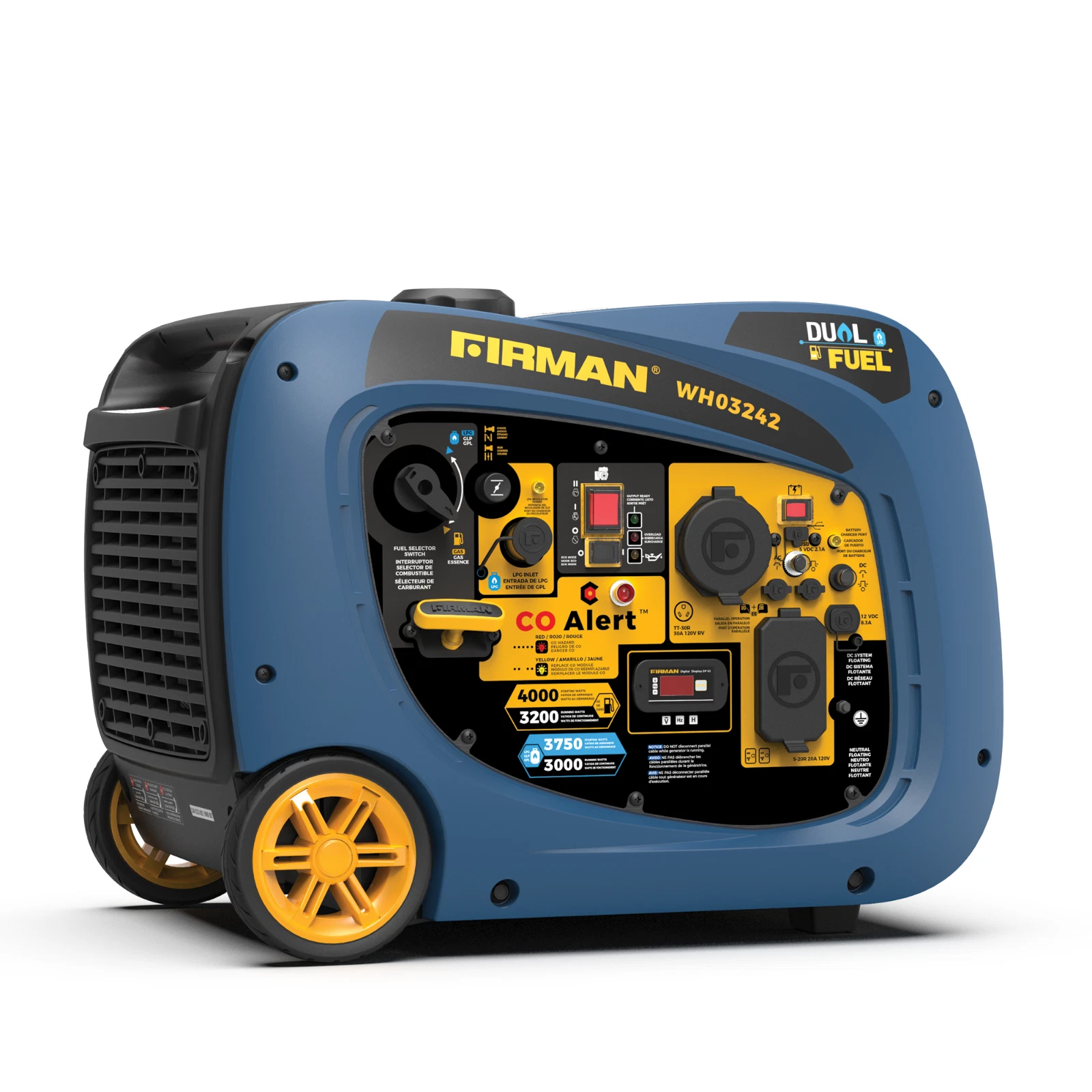 Generador inversor de combustible dual con arranque eléctrico FIRMAN WH03242F de 4000 W