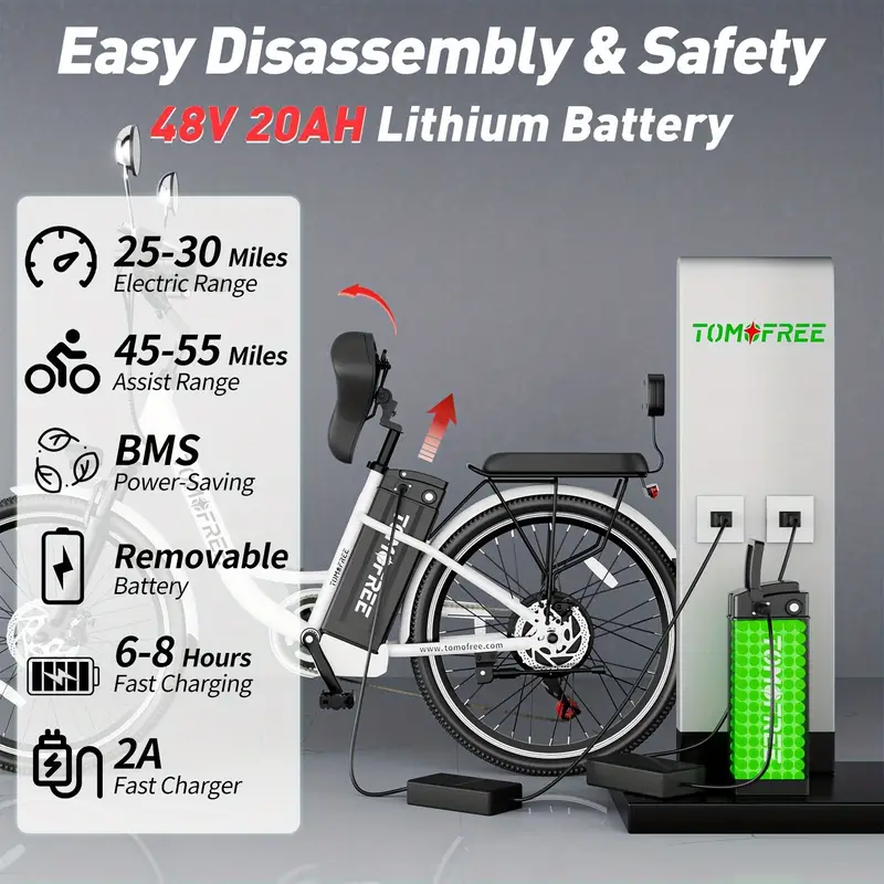   eléctrica      ,   eléctrica de 500 W   adultos, 20 MPH 50   de  , batería extraíble de   20 Ah,   eléctrica plegable de 7 velocidades,   de   duales,     de 330  , neumático   de 24 ,   eléctrica   de       detalles 3