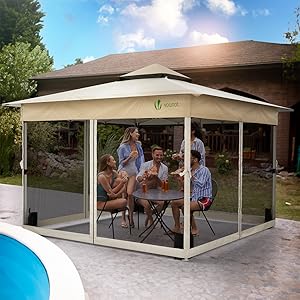 Carpa Plegable Gazebo 3.6x3.6m con Paredes Laterales de Malla