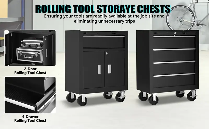 Taller de 6 piezas en , gabinete de almacenamiento para garaje, incluye cajones de acero, rodante y tablero de , gabinete de almacenamiento con cerradura, perfecto para organizar y las herramientas. detalles 2