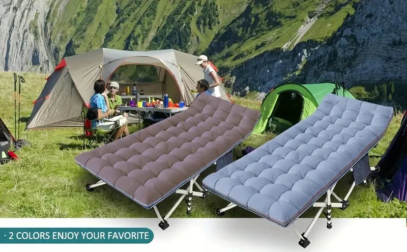 Cama de camping extragrande XXL de 32 pulgadas de ancho con   colchón, cunas extra anchas para dormir, cama plegable para  , cama de camping resistente con bolsa de transporte para adultos,   en casa   detalles 0