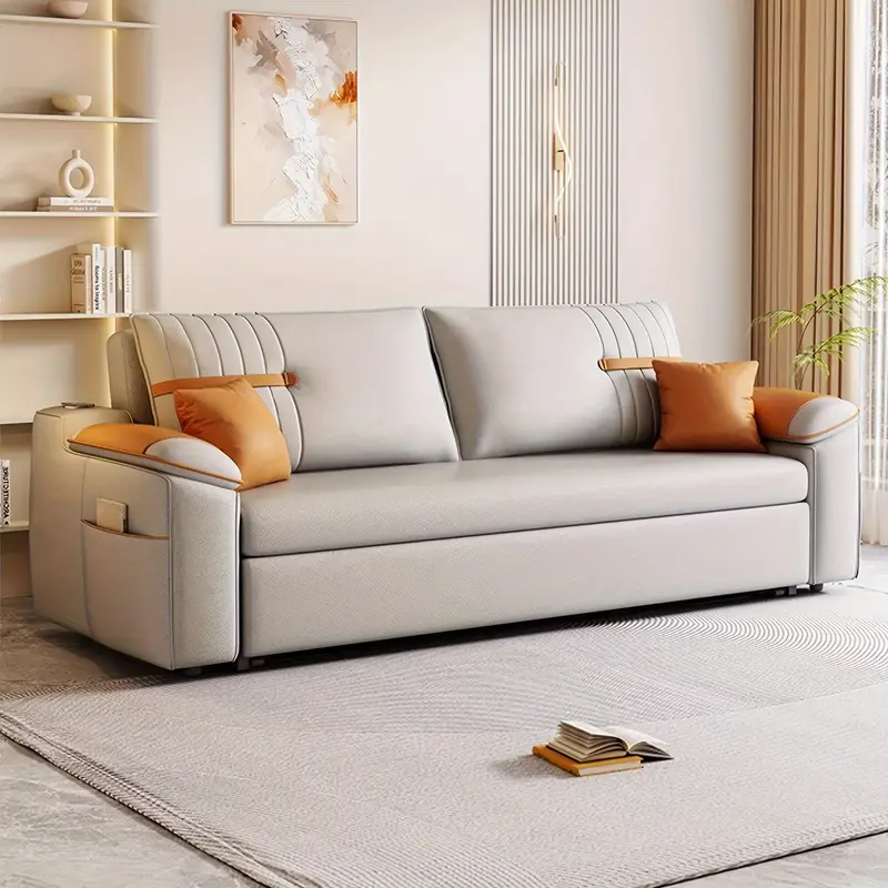 1pcs 1 2m double simple gray multifunctional folding sofa bed all in one dual purpose can be storage household small household living room inline retractable technology cloth sofa bed details 2