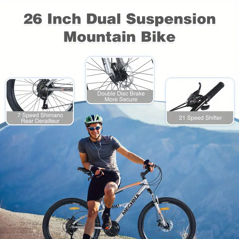   de montaña de 26 pulgadas, 21 velocidades,   suspensión,   de aleación de  ,    . detalles 25
