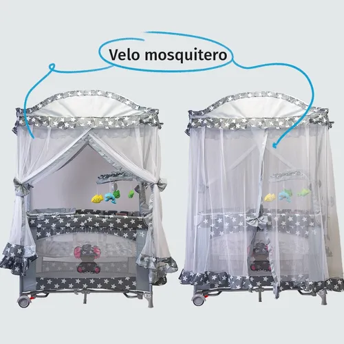 Cuna Corral Mecedor Para Bebé Starkids S12-7 Con Cambiador