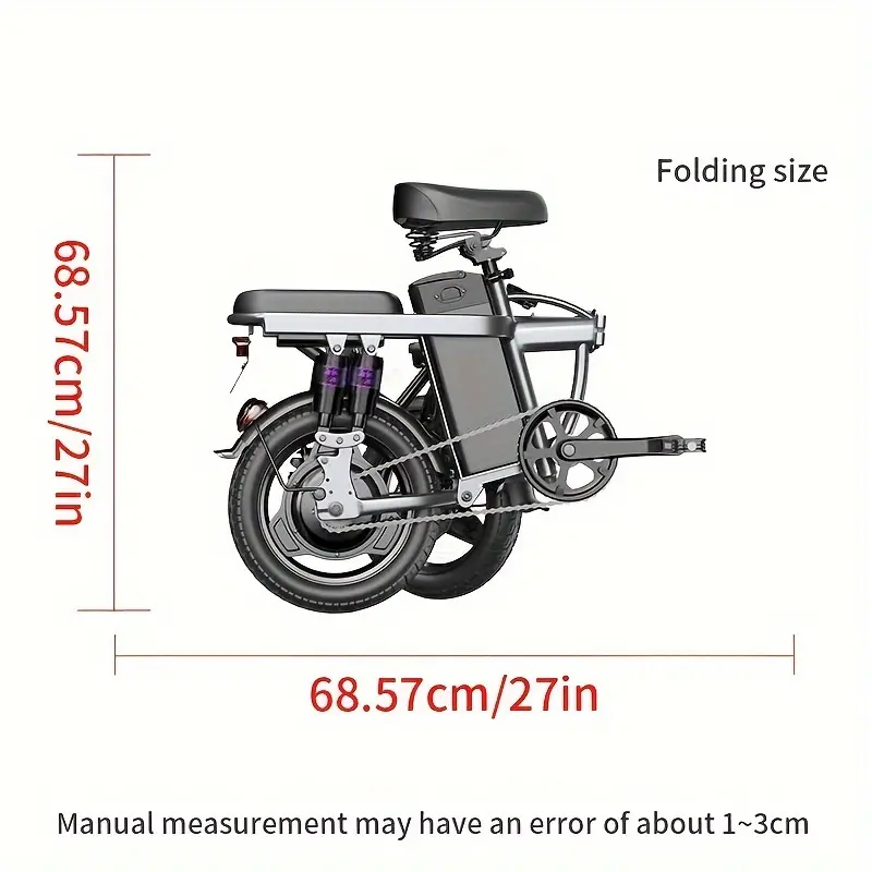 Bicicleta eléctrica para adultos, 48V 15AH, 20MPH 35 millas, bicicletas eléctricas para mujeres y hombres, motor sin escobillas de 500W, neumáticos ligeros de 14 pulgadas plegables, pantalla LCD inteligente detalles 5