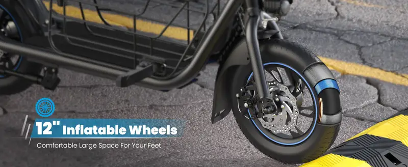 Scooter eléctrico de 550W con cesta para perros, alcance de 20 millas, velocidad de hasta 18.6 MPH, amplio espacio de almacenamiento para mascotas y carga detalles 6