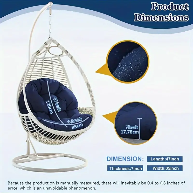 Silla de Descanso al Aire Libre Ergonómica con Relleno de Algodón y Respaldo Sólido - Perfecta para Hamacas de Jardín, Columpios de Balcón y Relajación en el Patio | Fácil de Limpiar, Apta para Suelos Duros detalles 1