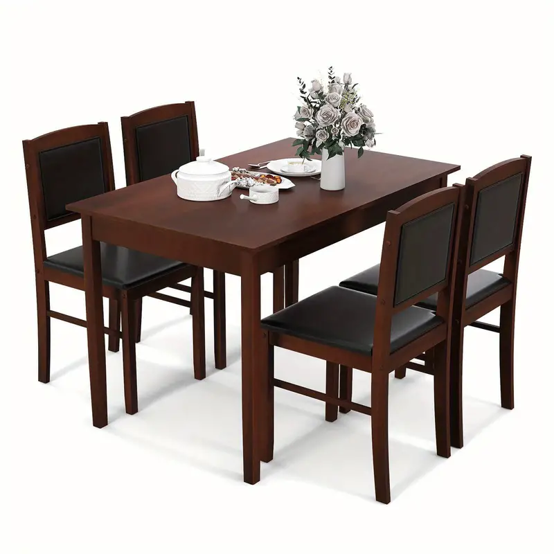   de mesa de     de 5     4   con   de   de  , asiento tapizado y   acolchado. detalles 0