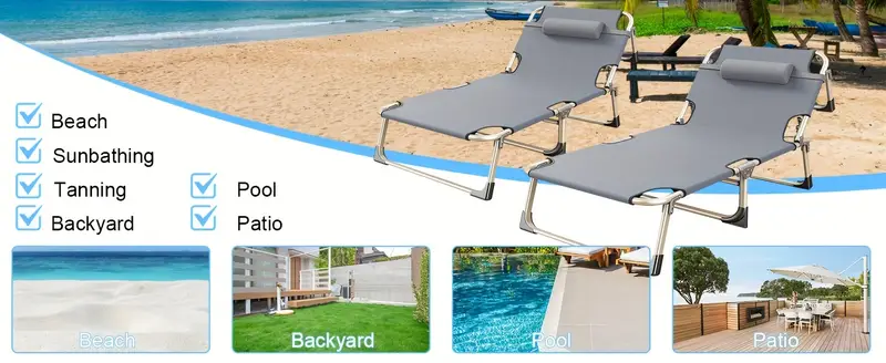 Cama plegable portátil para  , tumbona de gran tamaño de 28.7 pulgadas, ajustable en 5 posiciones, con almohada, capacidad de peso de 500  , tela Oxford   resistencia 1200D con colchón, para viajes, habitación,  , garaje. detalles 4