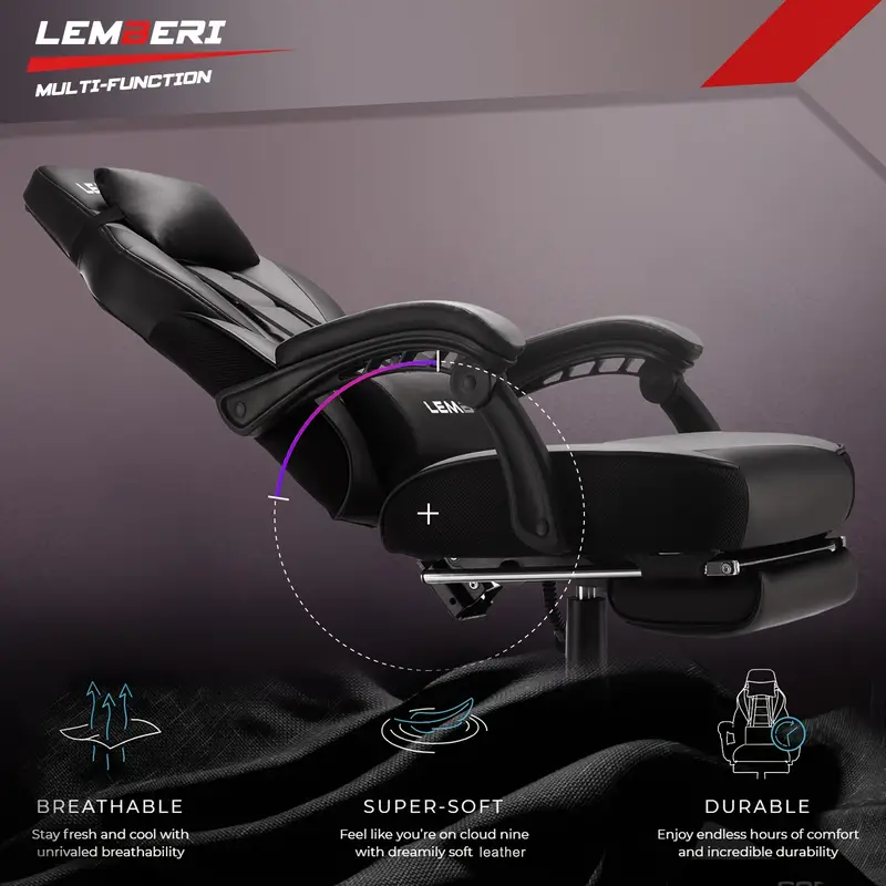 sillas de juego     y altas con reposapiés, sillas de videojuegos ergonómicas para adultos, capacidad de peso de 400  , silla de   de computadora estilo   con reposacabezas y soporte lumbar detalles 3