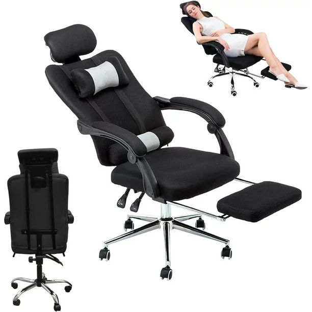 Silla Ejecutiva Ergonómica Con Altura Ajustable de Escritorio Sillón para Oficina con Reposacabezas Y Reposapies Incluye Cojín Lumbar Lumax Color Negro