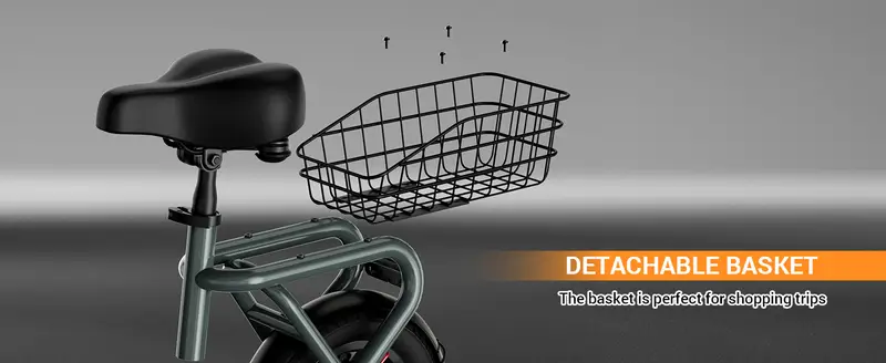 TST Scooter El&eacute;ctrico con Asiento, Scooter El&eacute;ctrico Plegable de Comunicaci&oacute;n para Adultos de 300W, Neum&aacute;tico de 12 de Di&aacute;metro, hasta 16 Mph, con Cesta y Asiento Ajustable   detalles 6