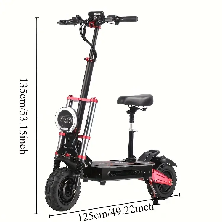 Patinete eléctrico   velocidad con   motor, carga   de 200 kg, con faros   y luces RGB  , grado   de 45°, batería   de 60V38Ah, autonomía de 120 km para adultos. detalles 10