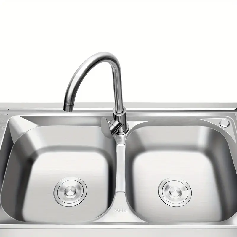Fregadero comercial de cocina con 2 cubetas, fregadero utilitario de 2 compartimentos con 2 escurridores y 2 estantes, fregadero de cocina independiente de acero inoxidable 304 detalles 4