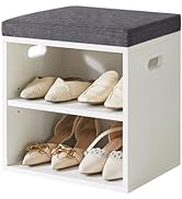 YMYNY Banco de almacenamiento de zapatos con cojín, zapatero de 2 niveles con asiento acolchado, organizador de zapatos ajustable...