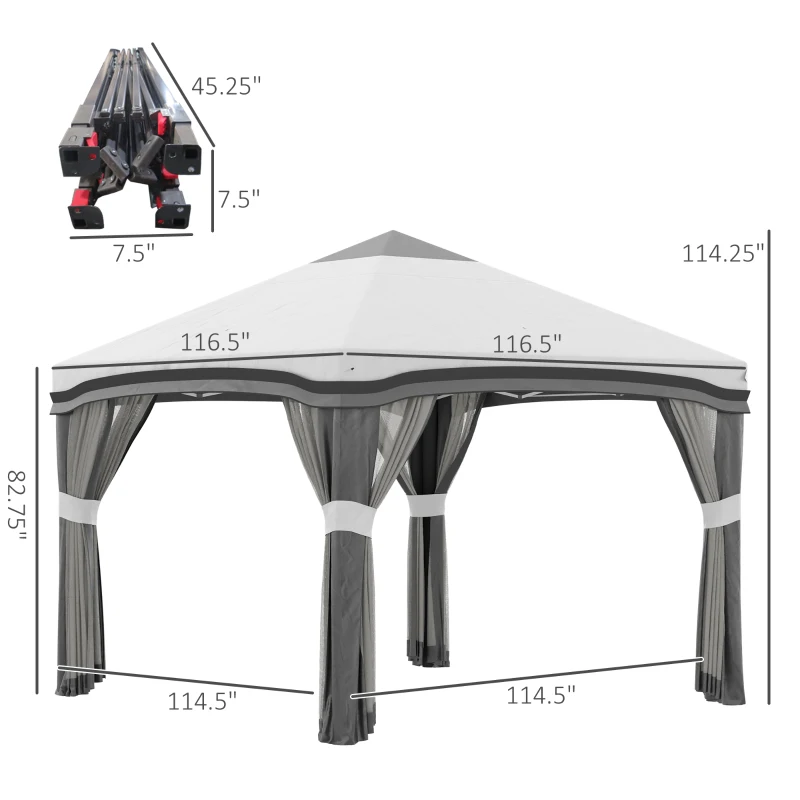 Tienda de campaña con dosel emergente de 10' x 10' con red, carpas instantáneas para fiestas, altura ajustable, con bolsa de transporte con ruedas y 4 bolsas de arena para exteriores, jardín, patio