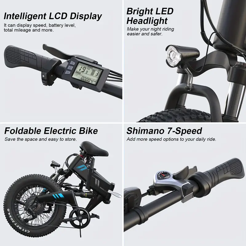 20x4 0 fat tire electric bike for adults 500w   750w foldable electric bike with 48v 10ah battery professional 7 speed shock absorber 20mph ebike for mountain beach snow details 5