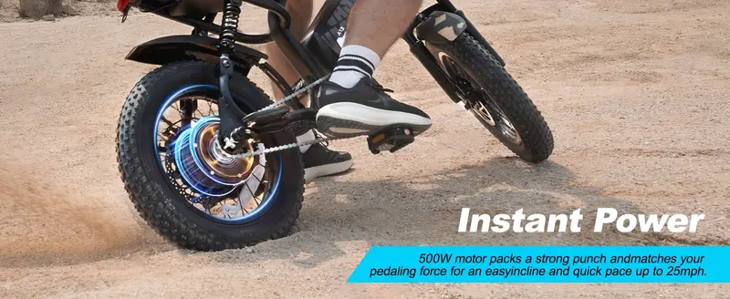 eléctrica, eléctrica de montaña adultos, eléctrica de 16 pulgadas con neumáticos gruesos, asiento más , de de 800 W, batería extraíble de 36 V/12.8 Ah, suspensión de horquilla delantera, 20 MPH, eléctrica de montaña de 35 , de y desplazamientos. detalles 1