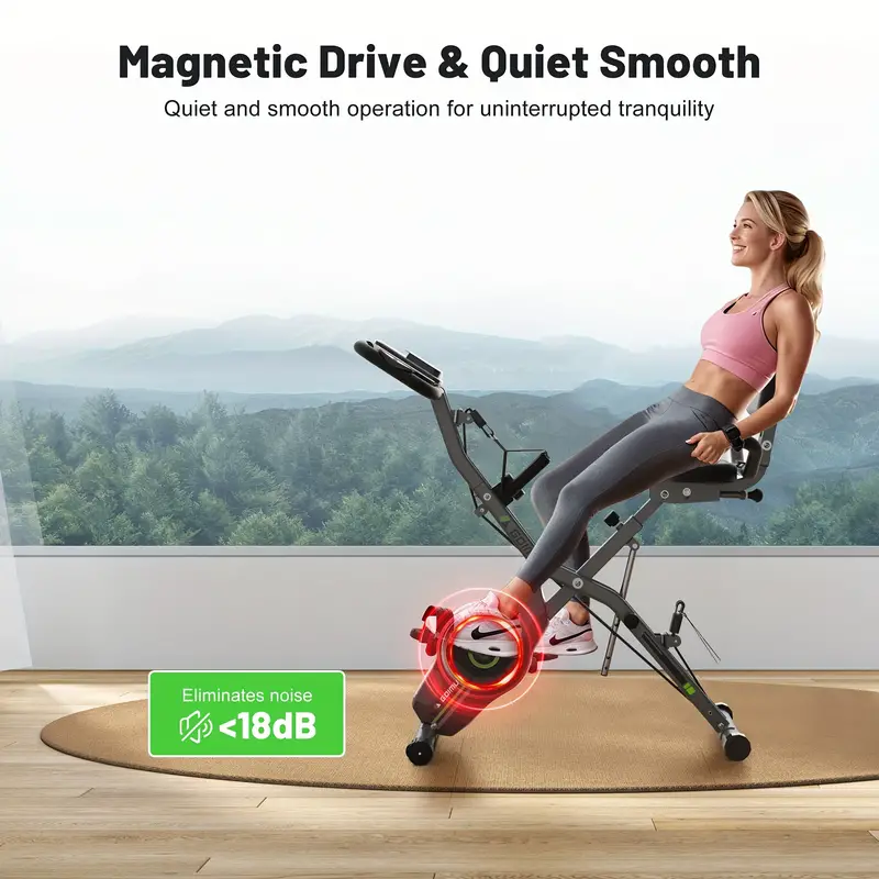 MITONOS 1pc Bicicleta de ejercicio, Bicicleta estacionaria plegable 5 en 1, Para entrenamiento en casa, Resistencia ajustable de 16 niveles, Con capacidad de 330 libras detalles 2