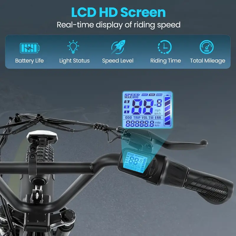 Patinete eléctrico para adultos con asiento y cesta, neumáticos de 20 para , batería de 48V 500Wh, autonomía de hasta 30 millas y 20 MPH, con asiento y cesta, pantalla LCD, carga de 300 libras, patinete eléctrico plegable para desplazamientos. detalles 5