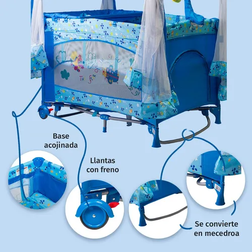 Cuna Corral Mecedor Para Bebé Starkids S12-7 Con Cambiador