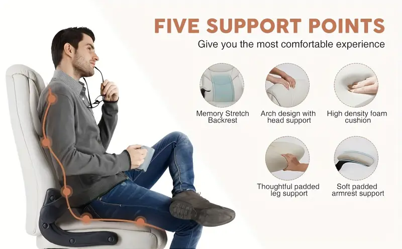 Silla de oficina   - Silla de escritorio ejecutiva ergon&oacute;mica con reposabrazos ajustables abatibles, silla giratoria con soporte lumbar, base de metal resistente, cuero PU detalles 1