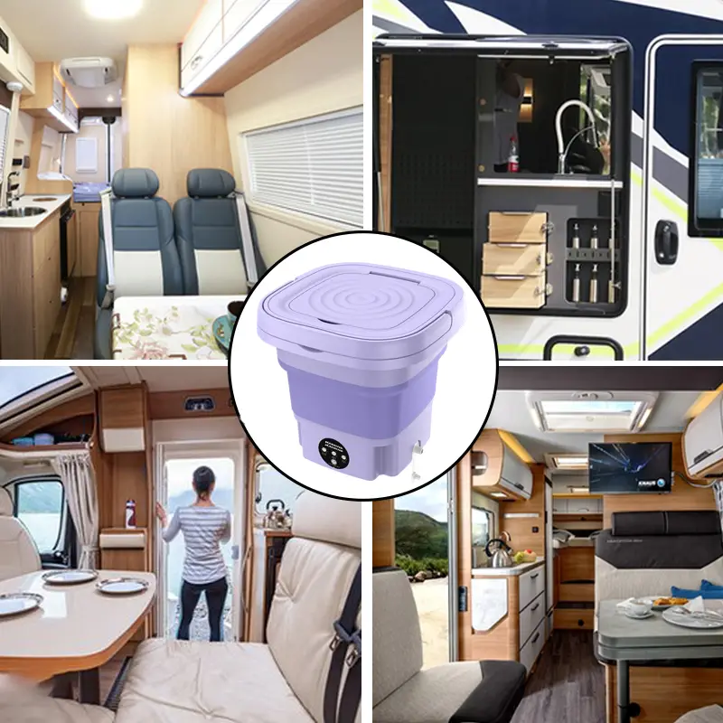 Mini lavadora plegable portátil de alta capacidad de 8 l con 3 modos de limpieza profunda Lavado semiautomático Secado suave por centrifugado para viajes en vehículos recreativos, campamentos detalles 1