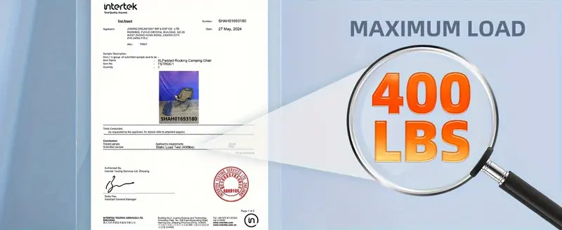 Silla de camping mecedora de gran tamaño  , sillas de camping totalmente acolchadas para adultos con bolsillo lateral y portavasos, capacidad de 500 libras para trabajo pesado,   y gris detalles 8