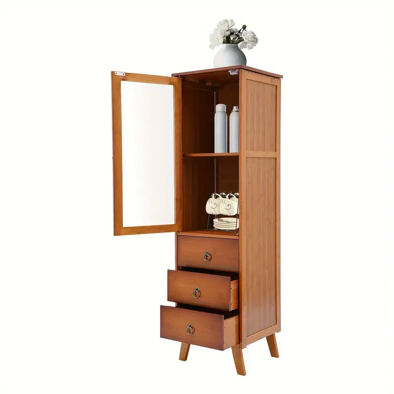 Armario/Alacenas de Madera, Aparador-32*29*110cm-Puerta Individual Tres Cajones detalles 2