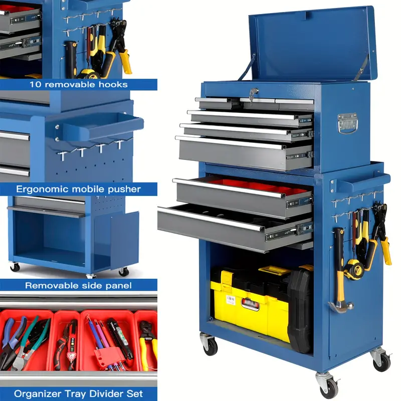   de     de 8 cajones con  , organizador de   de   extraíble,     desmontable y   de  , gabinete de almacenamiento de     capacidad     Mecánicos   ( ) detalles 1