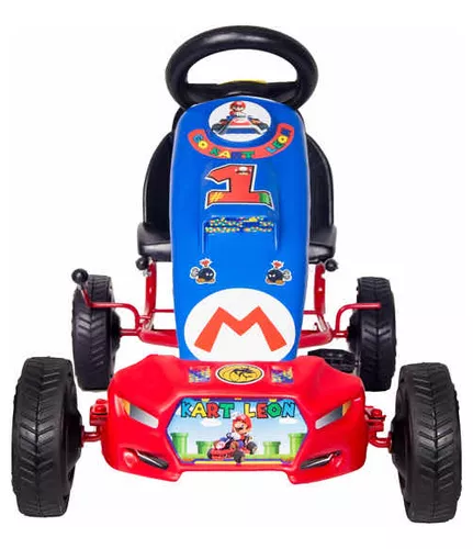 Vehículo a pedal auto/camioneta Go Kart León Mario Bros color azul