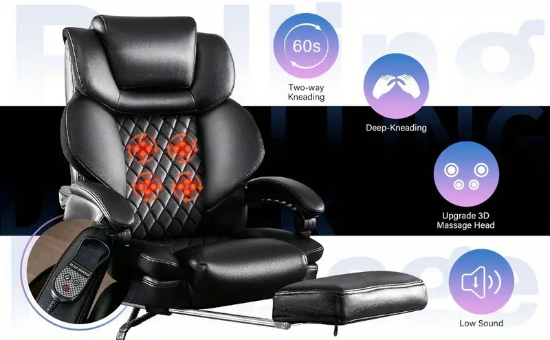 de y de 500 con cojín de masaje 3D de de reclinable con con reposapiés Asiento transpirable s de escritorio detalles 2