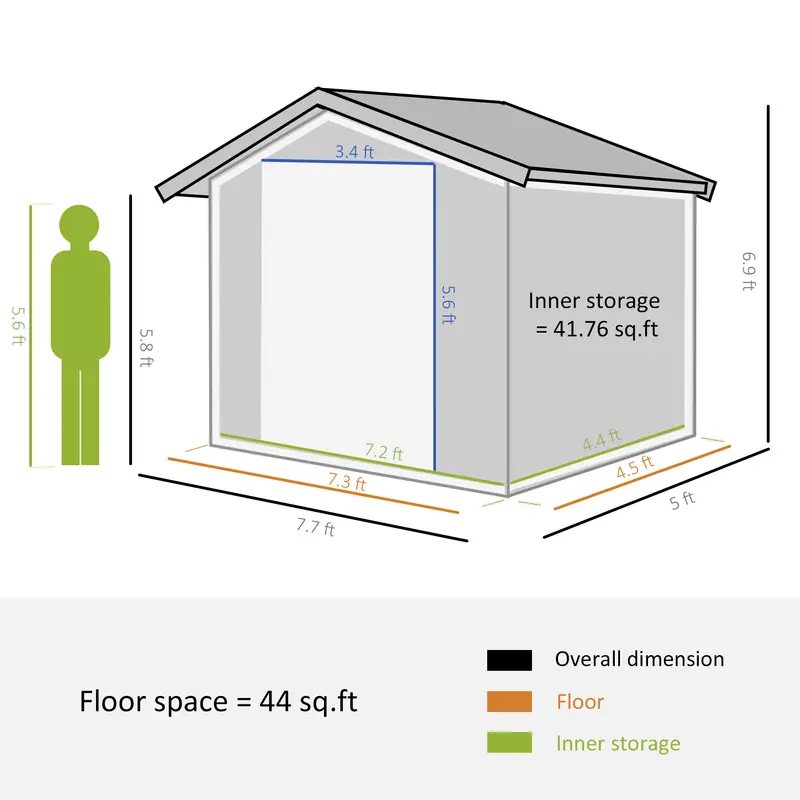   8 x 6 outdoor storage shed garden   with foundation kit 4 vents and   sliding doors for backyard patio garage lawn brown details 2