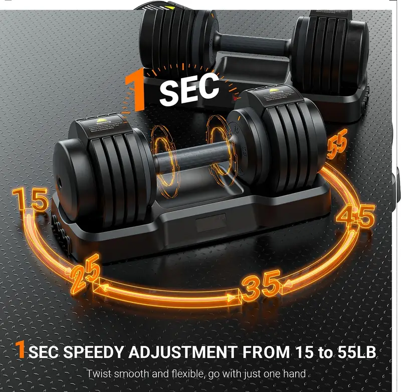 conjunto de mancuernas ajustables de 2 con mango de   antideslizante, juego de mancuernas ajustables 5 en 1 con barra, juego de pesas para fitness en casa, mancuernas, barra, kettlebell, flexiones, equipo de entrenamiento f&iacute;sico para hombres y mujeres. detalles 1