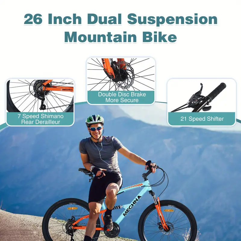   de montaña de 26 pulgadas, 21 velocidades,   suspensión,   de aleación de  ,    . detalles 1