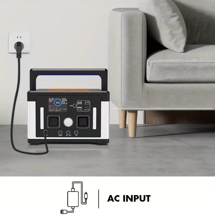 Estación de energía portátil Eurler   700W con capacidad de 577Wh       y emergencias, todo en  . Almacenamiento de energía   con batería  .   de CA 120V   700W. detalles 5